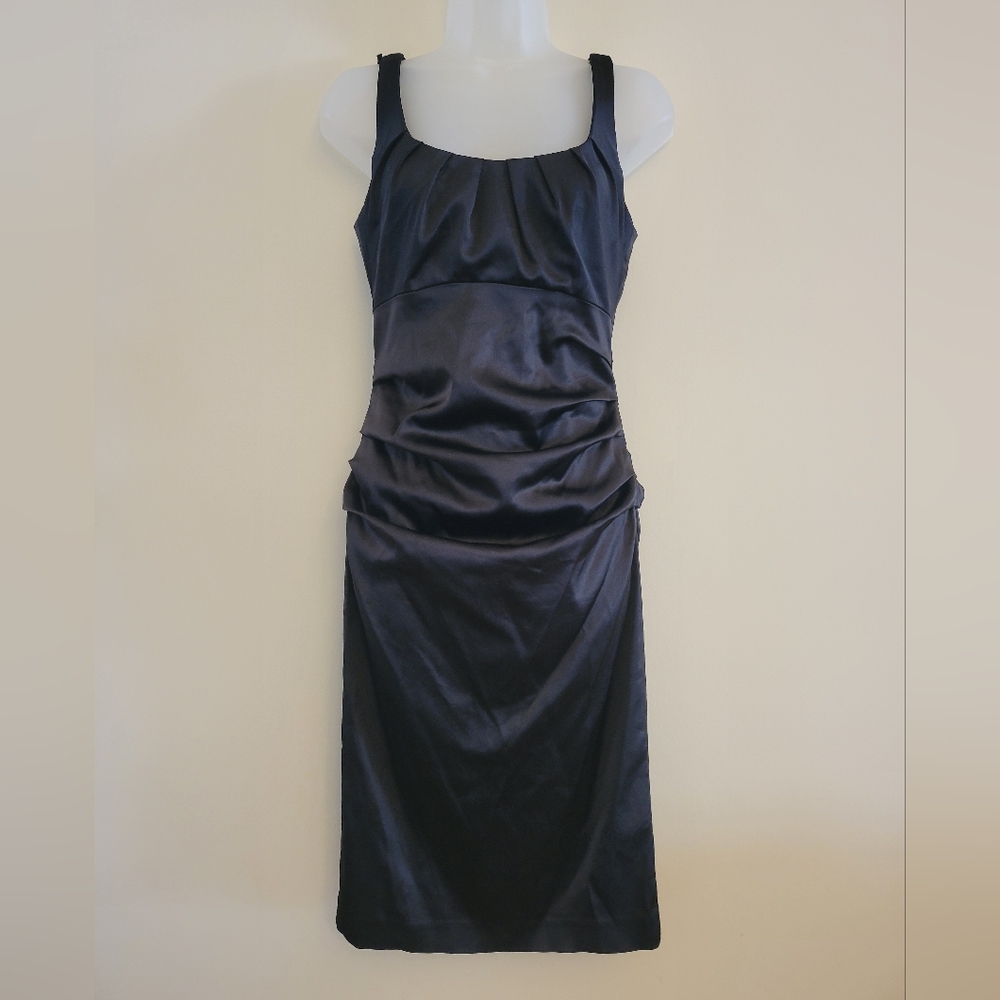 Suzi Chin for Maggy Boutique Black Midi Dress Sz 6 Fitted